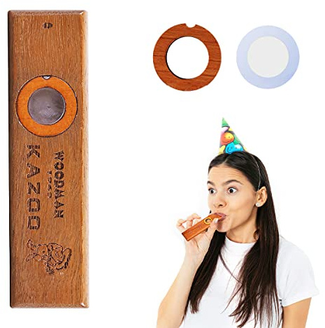FainFun Kazoo Profesional de Madera, con 2 Membranas, para Acompañamiento de Guitarras, Violines y Ukelele, para Niños y Adultos