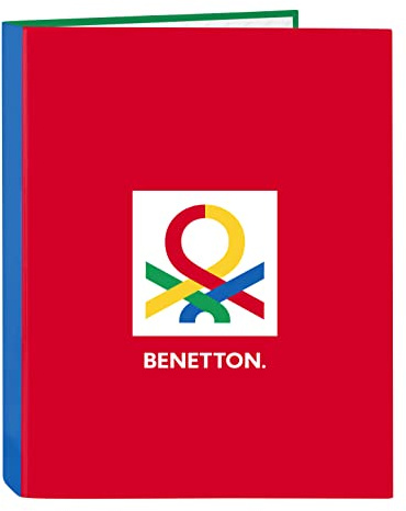 Benetton Pop - Ordner mit 4 Ringen, ideal für Kinder und Jugendliche verschiedener Altersgruppen, bequem und vielseitig, Qualität und Widerstandsfähigkeit, 26,5 x 33 cm, Grau