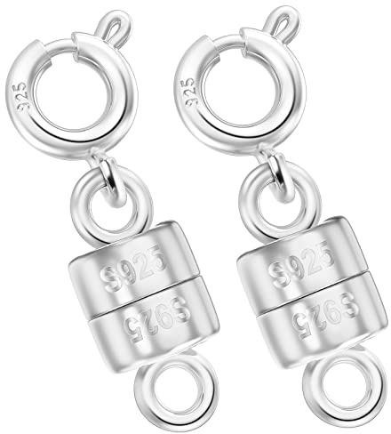 Ofiuny Cierres y cierres magnéticos de plata de ley 925 para collar, conector magnético para extensor de cadena de pulsera (fabricado en Italia)