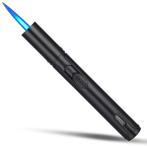 Zawaer Mechero de Gas Butano Recargable, a Prueba de Viento, Encendedor de Palo Largo para Encender Velas, Barbacoa, Estufa, Cocina, Fuegos, Camping, Chimenea (Sin Gas Butano) (Negro)