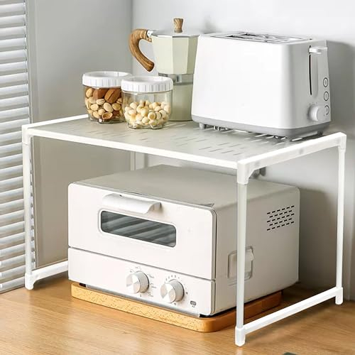 SNOWDVANCE Soporte Mircroondas - Estante Multifuncional, Organizador Ahorro de Espacio, Estante Cocina Multiusos (1Nivel - Blanco)