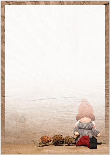 Briefpapier Wichtel DIN A4 - Papier Weihnachten - 20 Blatt - Motiv Nr. 002 | 160g/m²