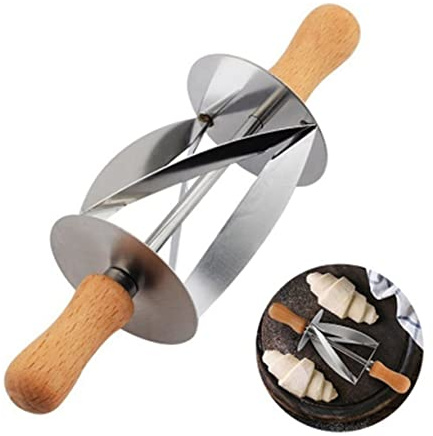 BESTonZON 2 Pz Cornetti Taglierine in Acciaio Inox Cottura Taglierina Da Forno in Acciaio Inossidabile Rullo Taglia Croissant Rullo Per Croissant Stampo Da Torta Brioche, SFHPET094212L1A
