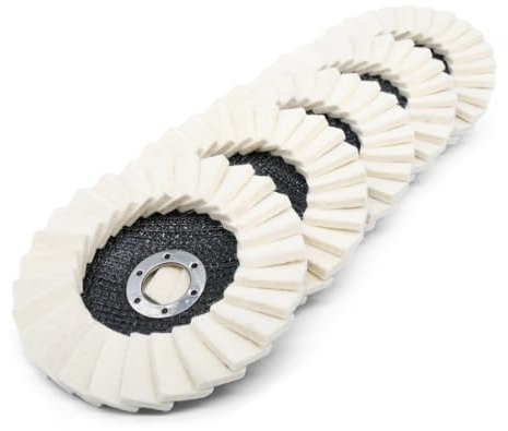 Felt Wool Buffing Polishing Flap Disc Wheels for Metals Stainless Steel Aluminum Fiberglass Plastic, 4.5 x 7/8 - 5 Pack