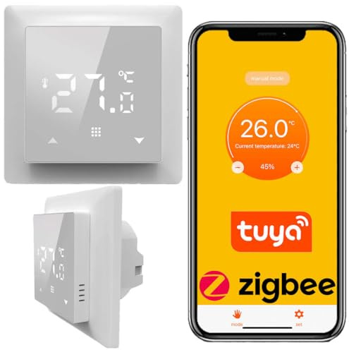 Sone Smart One ZigBee Thermostat Fußbodenheizung Weiß 16A Tuya | 230v unterputz, bodenfühler, gateway nötig, wochenprogramm, touchpanel