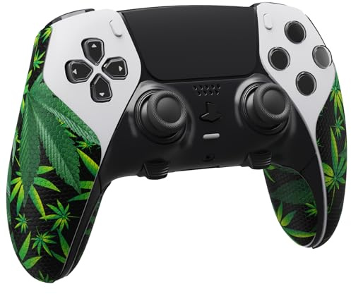 playvital Grip Adesivo per ps5 Edge Controller, Erbe Verdi | Skin Antiscivolo in PU per Impugnature, Texture a Nido d'Ape, Presa Migliorata, Accessori Protettivi