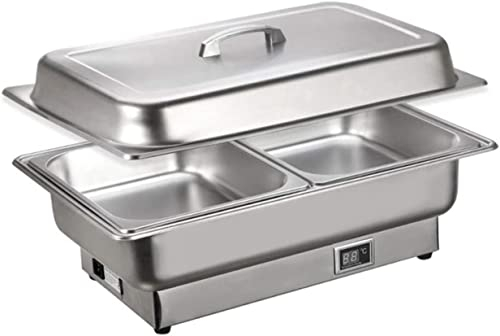 Chafer Chafing Dish, Plato de Acero Inoxidable con Tapas, Juego de Buffet de tamaño Completo, Buffet, Bodas, Fiestas, Banquetes, Eventos de Catering (E)
