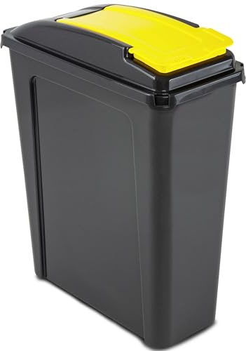 Mülltonne 25L Schwarz-Gelb Mülleimer Küche Mülltrennsystem Bin Sack Müll