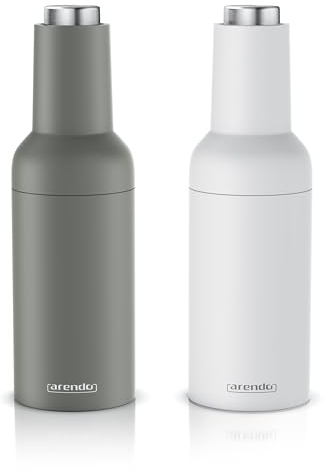 Arendo - Salz und Pfeffermühle elektrisch - 2er Set - einhändiger Betrieb - mahlt automatisch beim Kippen - Salz Pfefferstreuer - Gewürzmühle mit Keramikmahlwerk - Mahlgrade stufenlos einstellbar