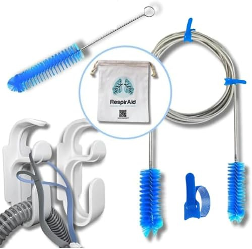 CPAP-Reinigungsset für ResMed, Löwenstein, Philips | Reinigungsbürste für Maske, Schlauch und Gerät | Zubehör zur Reinigung und Pflege bei Schlafapnoe, enthält Bürsten, Haken und Staubbeutel