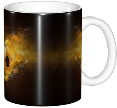 YZHYWJFF Football Soccer Printed Ceramic Tea Cup with Handle, Mug Gift Set