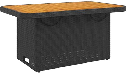 HETFTJN Campingtisch Set Balkontisch Klein Stehtisch Outdoor Loungetisch Outdoor - Gartentisch Schwarz 90x55x71 cm Poly Rattan und Akazienholz für Aufenthaltsraum Innenhof Balkon Speisesaal