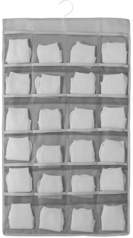 Laughhe Organizador Ropa Interior Colgante, Organizador de Armario Doble Cara, Bolsa de Almacenamiento con 36 Bolsillos de Malla para Sujetadores Ropa Interior Calcetines (Gris)