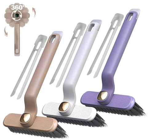 Logei 3 Stück Fugenbürste，360° Drehbare Reinigungsbürste Spaltreinigungsbürste， Fugenreinigungsbürste Hartborsten Eckenreinigungsbürste，Fugenbürste Bad für Fensterrillen Küche Badezimmer