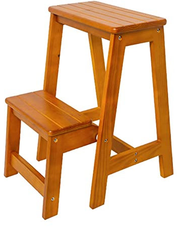 ABNNHK Solid Wood Stepladder Household Ladder Stool Dual-purpose Indoor Thickened Multifunctional Climbing Step Stool Small Stair Stool (Color 2 2 steps)