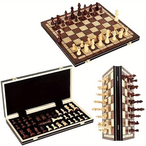 Schachspiel mit Schachfiguren Schach Schachbrett magnetisch, 44cm/17,3 Zoll