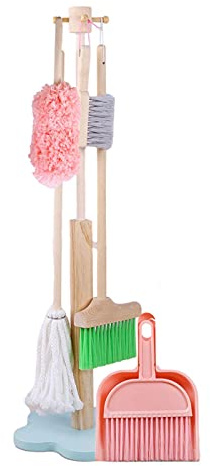 Juego de limpieza para los – Herramienta de limpieza extraíble que incluye escobas, Mopp – Children's House Besser Kehrschaufel Mopp Set de niños y niñas Small Bess Corner Cleaning Wood