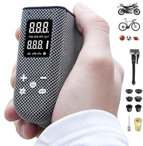 BOWEICORE Mini Fahrradpumpe Tragbare wiederaufladbare Fahrrad Luftpumpe mit Manometer, Automatische Stopp Elektrisch Fahrrad Pumpe für Rennrad, Mountainbike