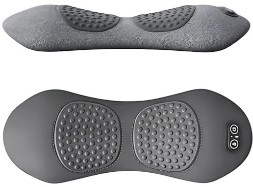 Smooth Spine Triple Fusion Back Massager with Traction, Vibration & Heat, 3 in 1 Verstellbares Lendenwirbelstützkissen mit Traktion und Wärme, Rückenmassagegerät für Unteren Rücken, Nacken (Grau)