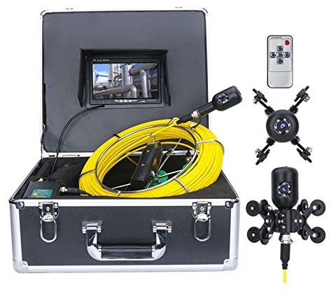 Telecamera per fognature, 3. 0m / 50m. Videocamera for la videocamera di ispezione dell'endoscopio industriale del tubo della fognatura con 108 0P HD. Lente a doppia fotocamera 7inch IPS. Tenere sotto