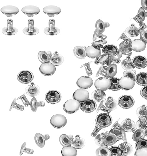 QUARKZMAN 200 Pcs Rivet à Visser de Remplacement en Métal, 8mm x 8mm x 6mm Rivets tubulaires en Acier au Carbone, Kit de Fixation pour Cuir pour Sacs, Livres, Colliers, Laisses, Argent