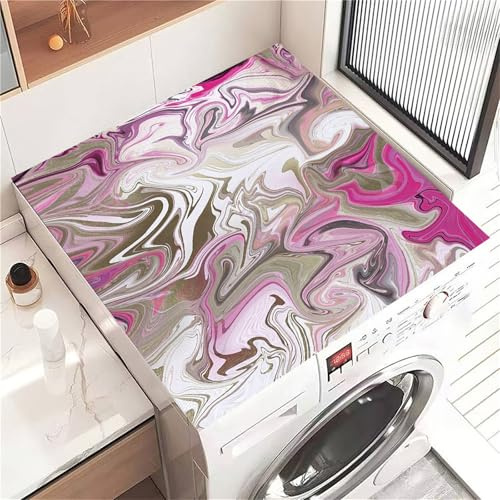 Highdi Housse de Protection pour Machine à Laver Top Peinture à l'huile Abstraite, Coussin de Machine à Laver Antidérapant, Tapis de Protection pour Dessus Sèche-Linge (Rose,30x40cm)