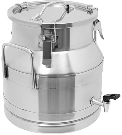 Seau à Lait/bidon de 20 L/5,28 Gal en Acier Inoxydable,avec Robinet et Couvercle,idéal pour Le Stockage vin Autres liquides.