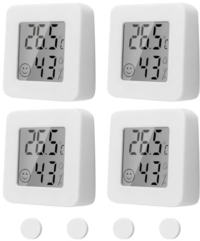 4Pcs Mini Higrómetro Termómetro Digital Interior Casa Pantalla LED con Logo de Confort para Termometro Ambiental para Oficina Habitación de Bebé Jardín