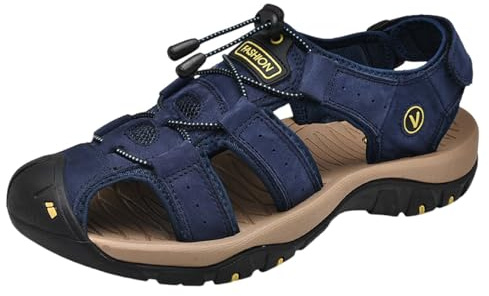 Strandsandaler för män storlek 8 herrsandaler sport sommar strandtofflor glidande utomhus fjärrtofflor sandaler sandalsko för män, BLÅ, 10 UK 3X-Narrow