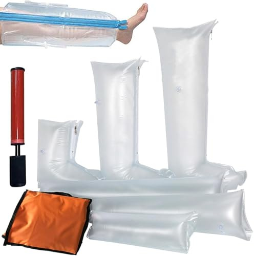 Juego de 6 férula de aire portátil de primeros auxilios, kit de férula inflable de PVC, con bomba de mano, almacenamiento compacto, para mano, muñeca, brazo, pierna, tobillo, para el hogar, al aire