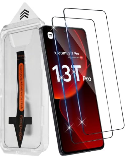 Funrae Protector de Pantalla para Xiaomi Mi 13T Pro/13T 5G [2 PCS], [Instalación Automática] Cristal templado Antiarañazos, Antihuellas, Sin Burbujas, Dureza 9H, 0.33 mm Ultra Transparente