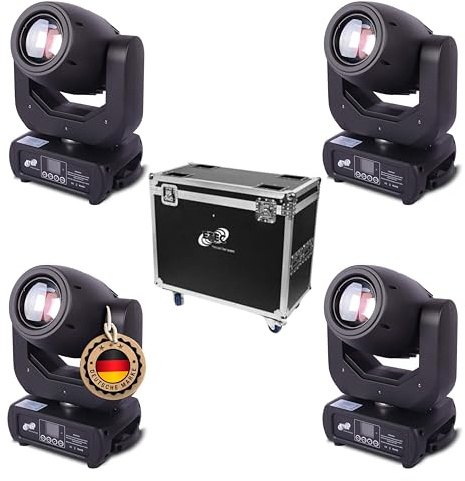 ETEC Professional LED Moving Head E150 Spot Set mit Flightcase TOURPACK Profi Version 150 Watt Highpower Veranstaltung Bühnenbeleuchtung Effekt Licht Party Disco Show DJ