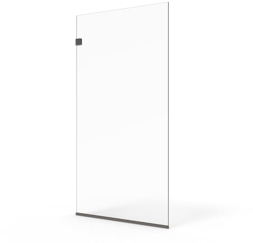 Fab Glass and Mirror 30x76 Frameless Shower Panel - 3/8 Thick Tempered Safety Glass - Fixed Bathroom Partition - Oil Rubbed Bronze Finish - Contemporary Design