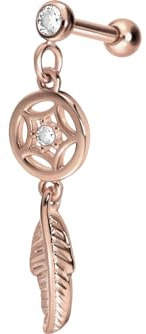 PIERCINGLINE Ohrpiercing als Traumfänger mit Kristall aus Chirurgenstahl - Piercing Schmuck für Ohr oder Helix in 3 Farben