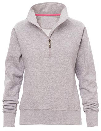 Mivaro Damen Troyer Pullover mit Reißverschluss aus Baumwollmischung - Sweatshirt mit Stehkragen und Fleecefutter - Regular Fit - elastische Bündchen - ideal für Herbst Winter Frühling Alltag Sport