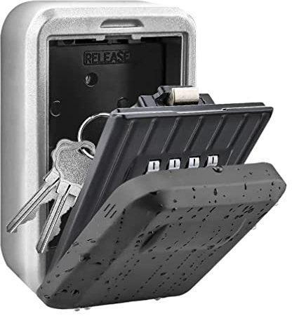 BenRich Key Safe Wall Mounted, Heavy-Duty 4-Digit Combination Lock Box - Weatherproof Outdoor Key Storage for Home, Office, Car & Emergency Spare Keys