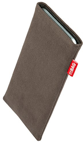 fitBAG Rock Taupe Handytasche für Apple iPhone 12 Pro Max/iPhone 13 Pro Max Tasche aus Textil-Stoff mit Microfaserinnenfutter | Hülle mit Reinigungsfunktion | Made in Germany