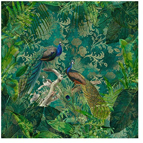 Fototapete Premium Shabby Chic Collage Edler Pfau II Wandtapete 192 x 192cm