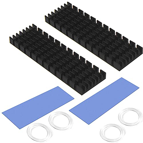 Aluminium Heatsink, CTRICALVER M.2 SSD heat sink, with ​thermal conductive adhesive, suitable for LED amplifier(2pcs, black)