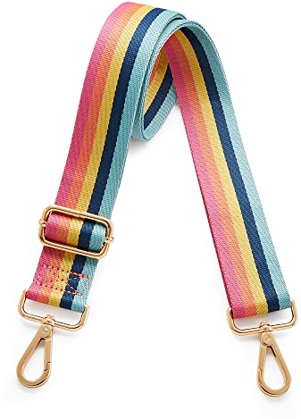 Handtaschen, gestreift, breit, verstellbar, Goldene Schnalle, Large