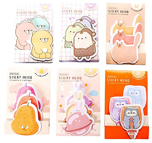 6 Blocchi 270 Fogli Note Appiccicose, Note Adesive, Note Autoadesive Memo, Animali Sticky Notes, Animali Foglietti Adesivi, 6 Specifiche, Promemoria per L'ufficio Scolastico a Casa