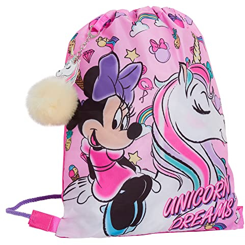Disney Minnie Mouse Turnbeutel mit Kordelzug für Mädchen, Einhorn-Schwimmtasche, Kindergarten-Rucksack