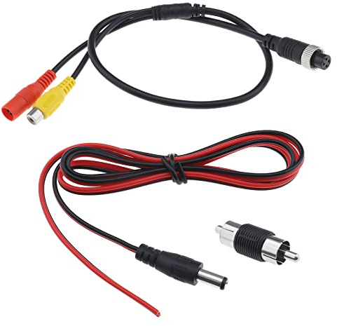 Be In Your Mind Kabel mit 4-poliger Buchse auf Cinch-Buchse mit Cinch-Stecker auf Stecker-Adapter und 5,5 x 2,1 mm Netzkabel für Überwachungskamera, Audio- und Videosignale