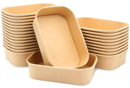 La Llareta 25 Pièces Emballage à Emporter, 1000ml/35oz Boîte à Lunch en Papier, Carton à Salade, Preuve D'huile et D'eau, pour a Emporter, Repas de Travail, Salade Fitness, Voyage