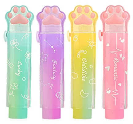 PANDENNER Retractable Pencil Eraser, Cute Erasers,Gradient Jelly Eraser,Suitable for School Home Office Supplies, 4Pcs (Eraser-ZHFL)