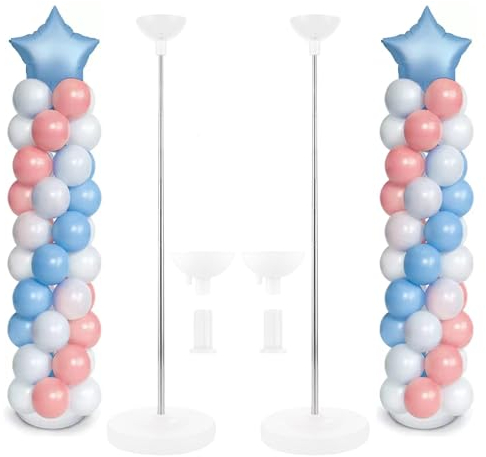 JMIATRY Juego de 2 soportes para globos, soporte para globos de 2 m, soporte para columnas de globos para cumpleaños, bodas, baby shower, graduación, decoración