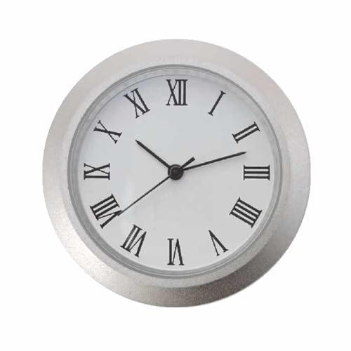 OFFORM Uhrwerk aus Metall Ø 36,5 mm Einsteckuhr Einbauuhr Quarzwerk Ziffernblatt römisch Lünette Silber-matt 8066