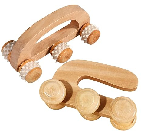 GLEAVI 2 Stück Holz Massageroller für Fuß und Schultermassage Ergonomisches Design Leicht und Tiefenwirksam für Entspannende Massage zu Hause