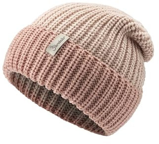 Sterntaler Strickmütze mit Umschlag - Lässige Mädchen Beanie - Winter Mütze Two Tone - Kinder Mütze mit Rippenstrick Muster - zartrosa, 55