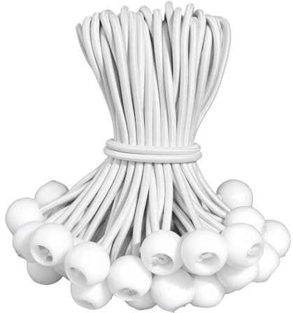 BYZANDQI Lot de 12 tendeurs en caoutchouc avec boule de 10 cm - Pour bâches, tentes, bannières, filets, pavillons